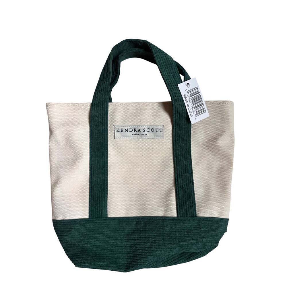 NWT Kendra Scott (Austin, TX) Canvas Tote Bag (Beige / Green)